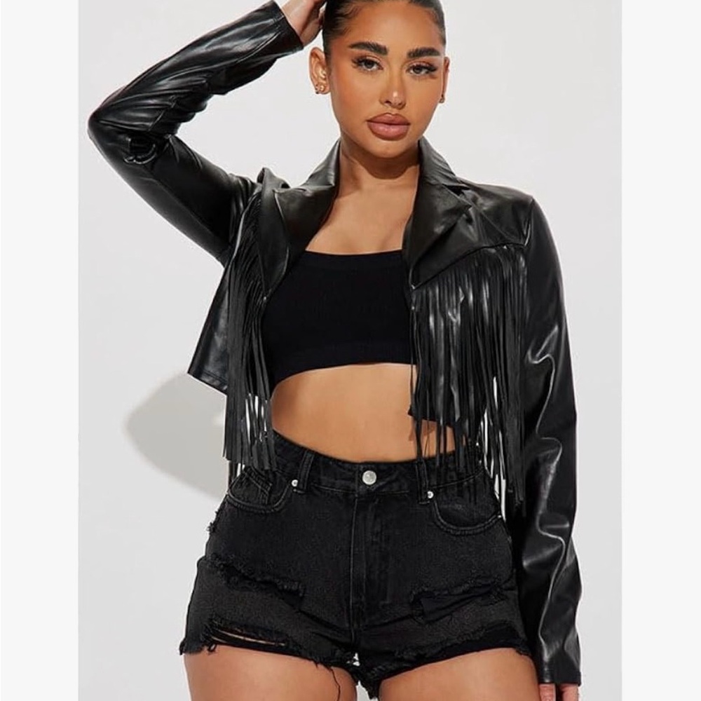 Fringed Black Leather Jacket